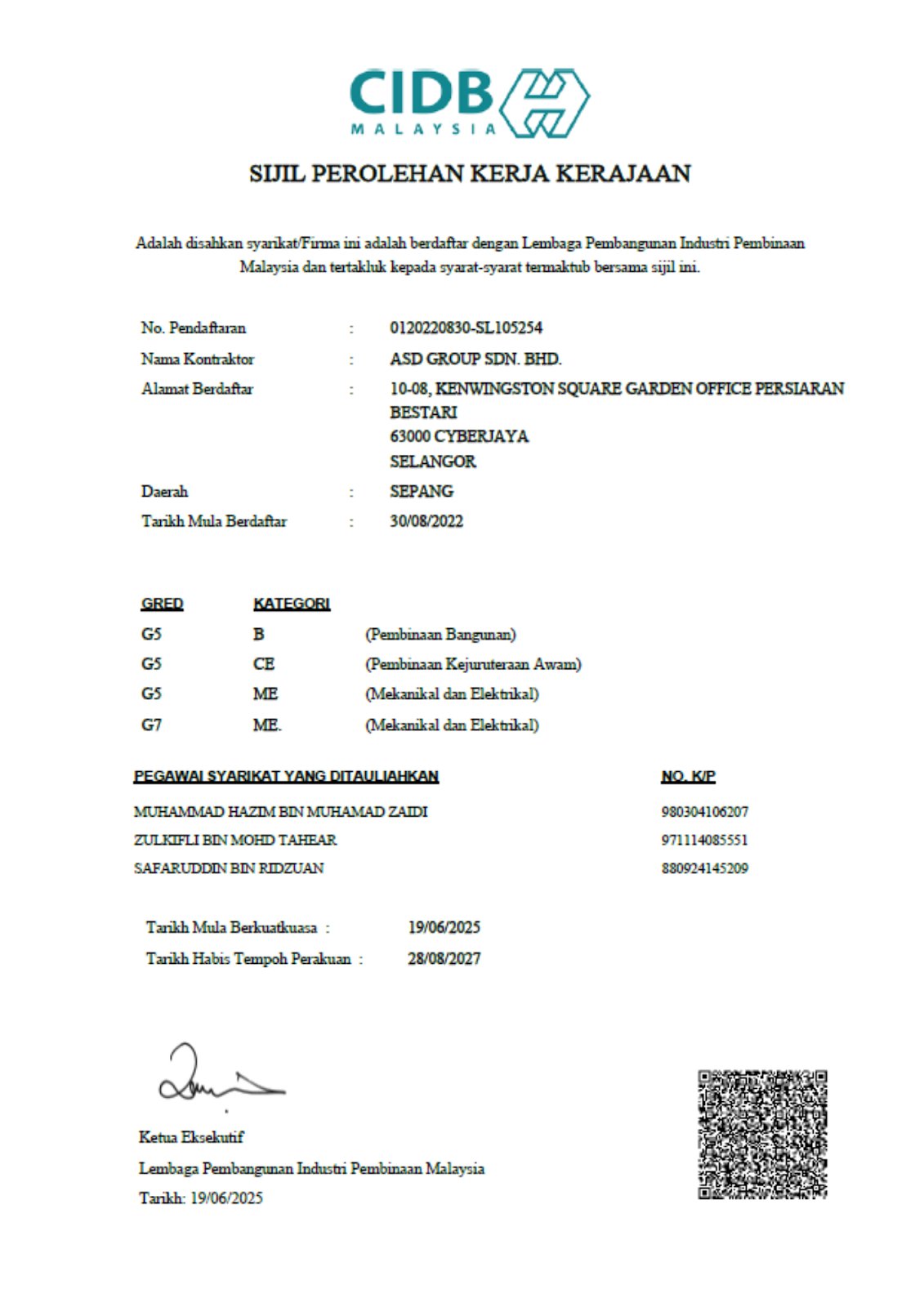 CIDB certificate